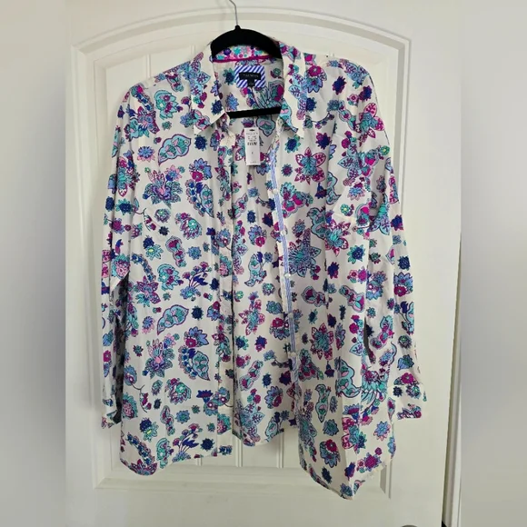 Talbots Tops Talbots Womens Blouse Shirt Size L Floral Flp